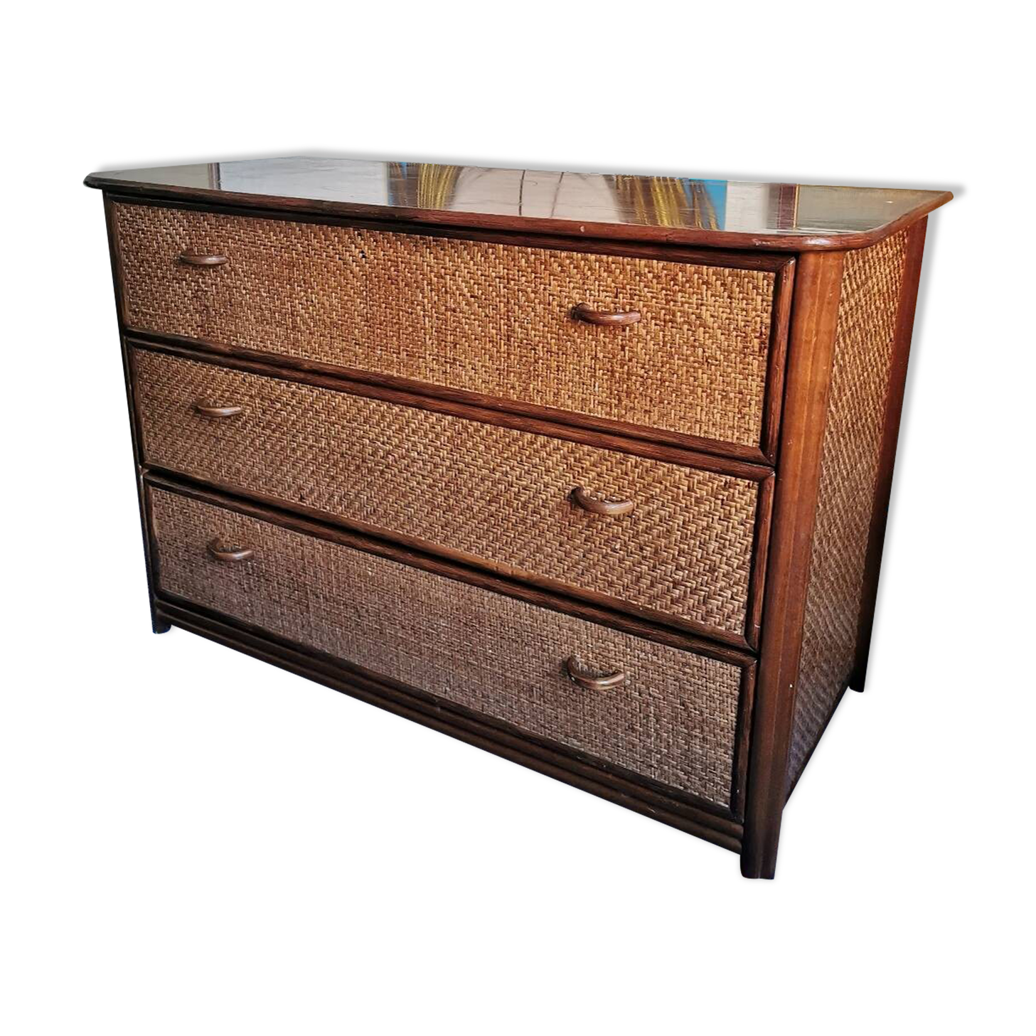 Commode en rotin et bambou