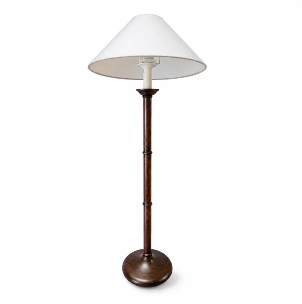 2 x Wooden faux bamboo table lamps / 1980s