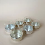 Vintage Modernist Set Of 6 Glass Coffee/Tea Cups With Ceramic Teapot
