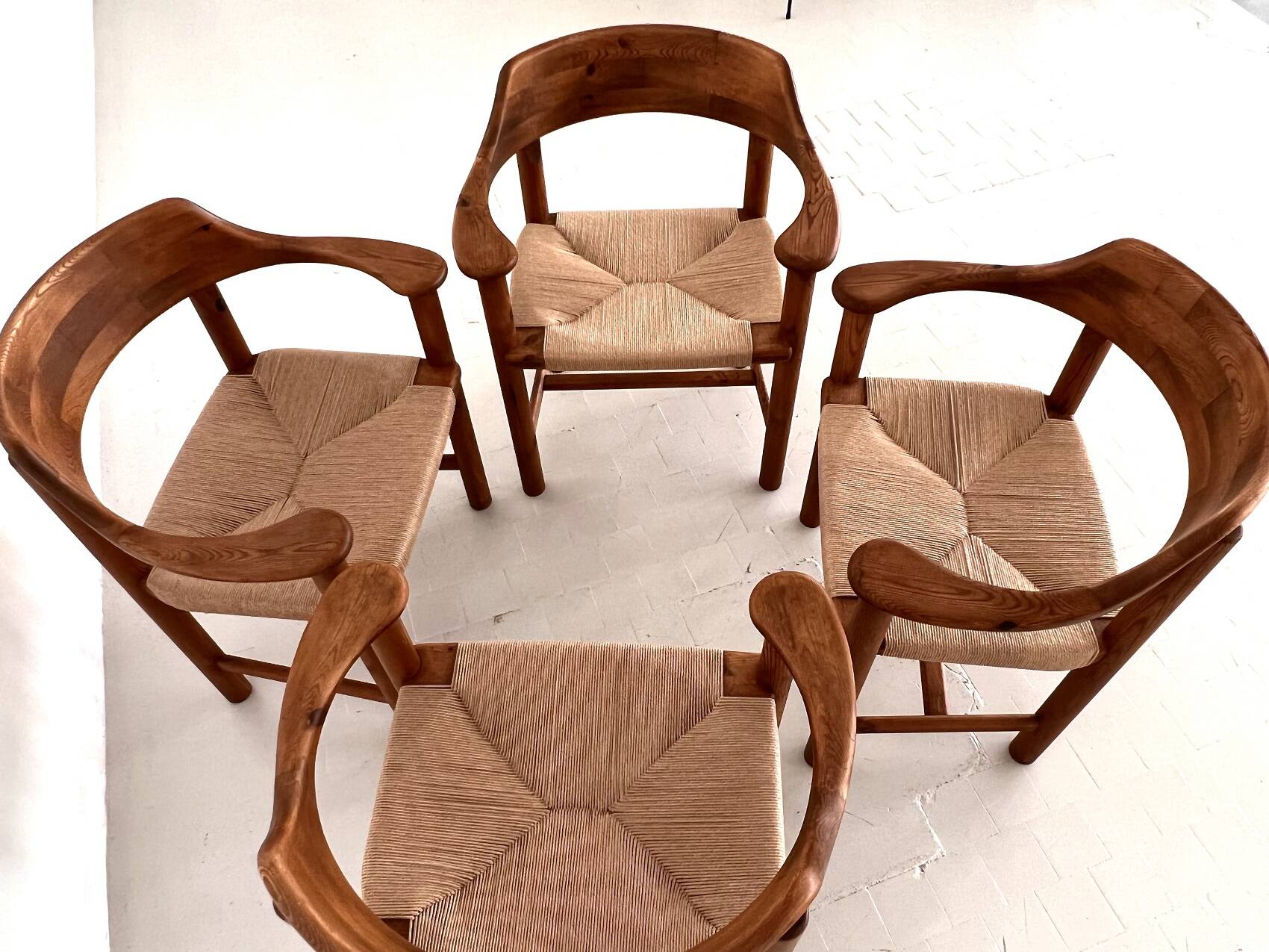 Rainer Daumiller Dining Chairs in Pine and New Paper Cord, 1970s