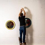 Round Italian mirror, anise green