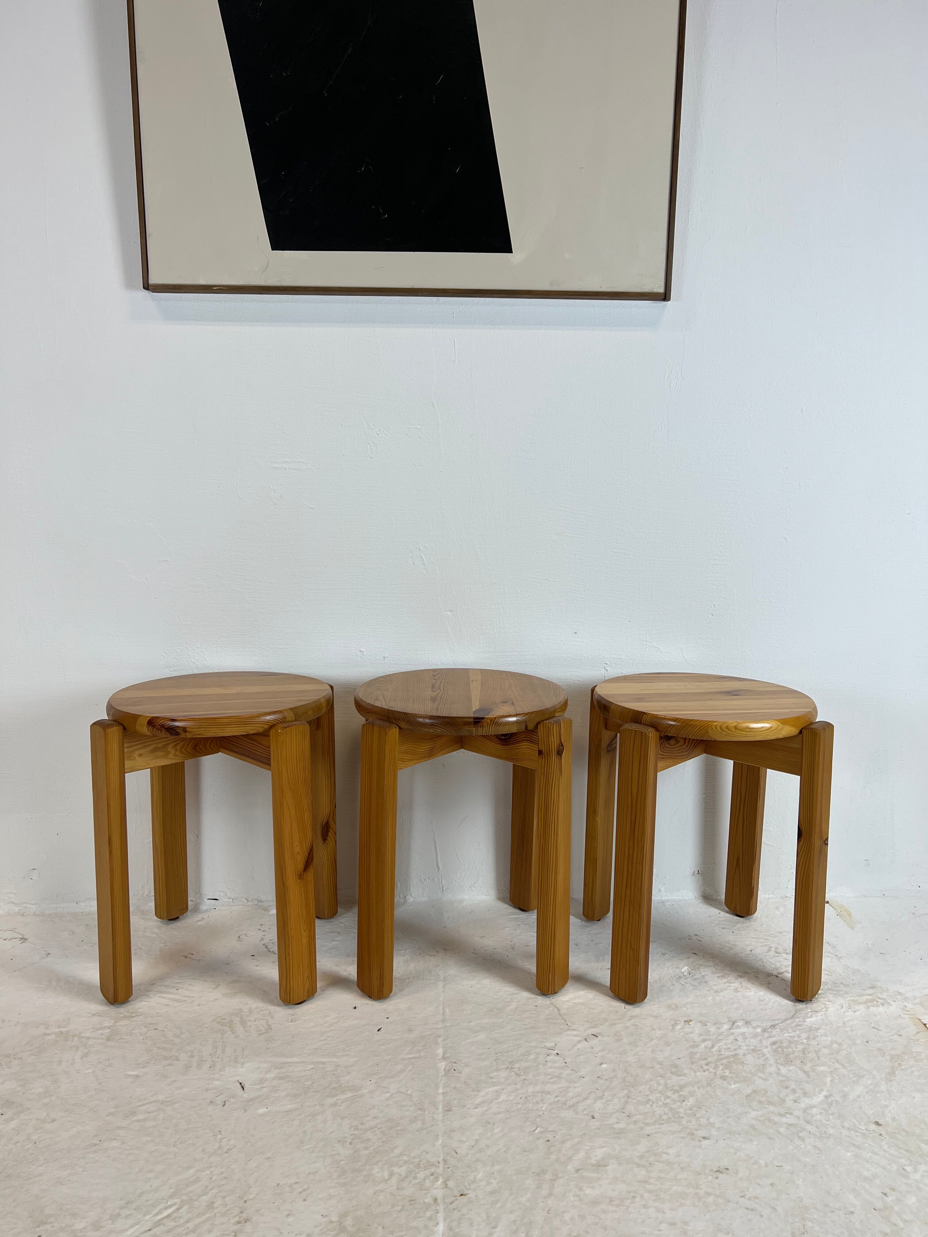Mid-century stool trio, 1970