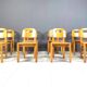 Vintage pine wood dining chairs - 1980s - set of 8