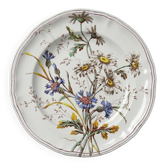 Plat creux ancien Longchamp Marguerites en terre de fer polychrome