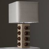 Travertine and walnut bubble lamp