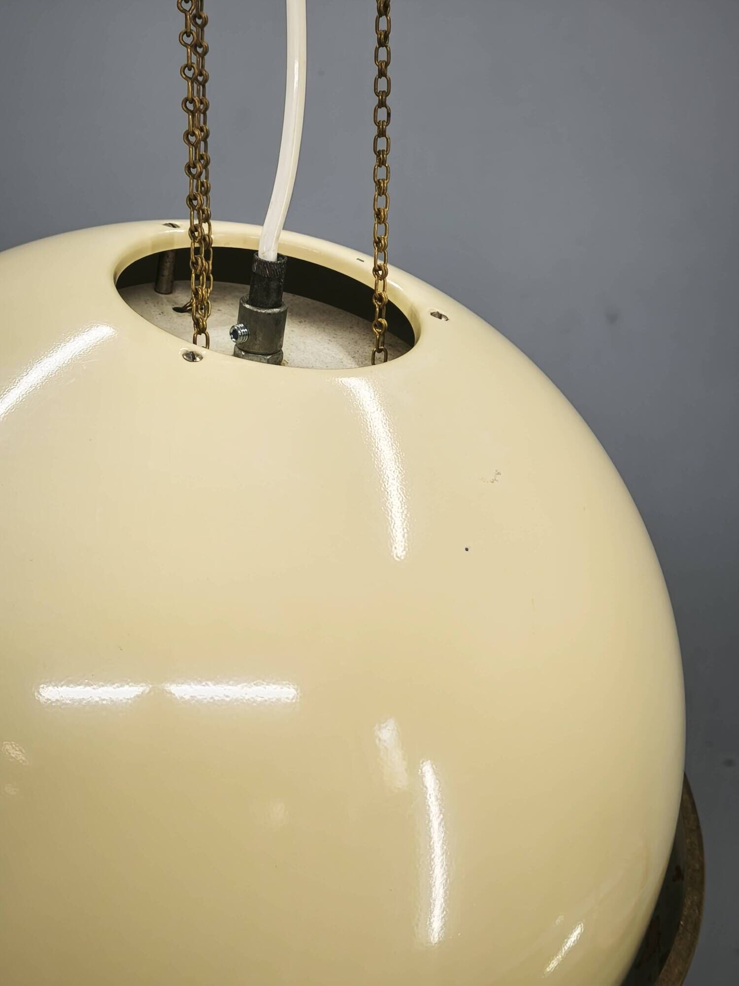 1970s NAPAKO Space Age Brass and Cream Pendant Light, Czechoslovakia