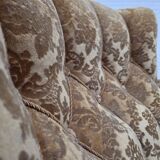 1950s, Danish relax armchair, furniture velour, carved oak wood.