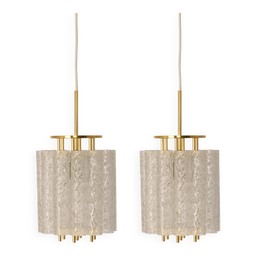 Pair of Murano glass tube pendants by Doria, Germany, 1960s.