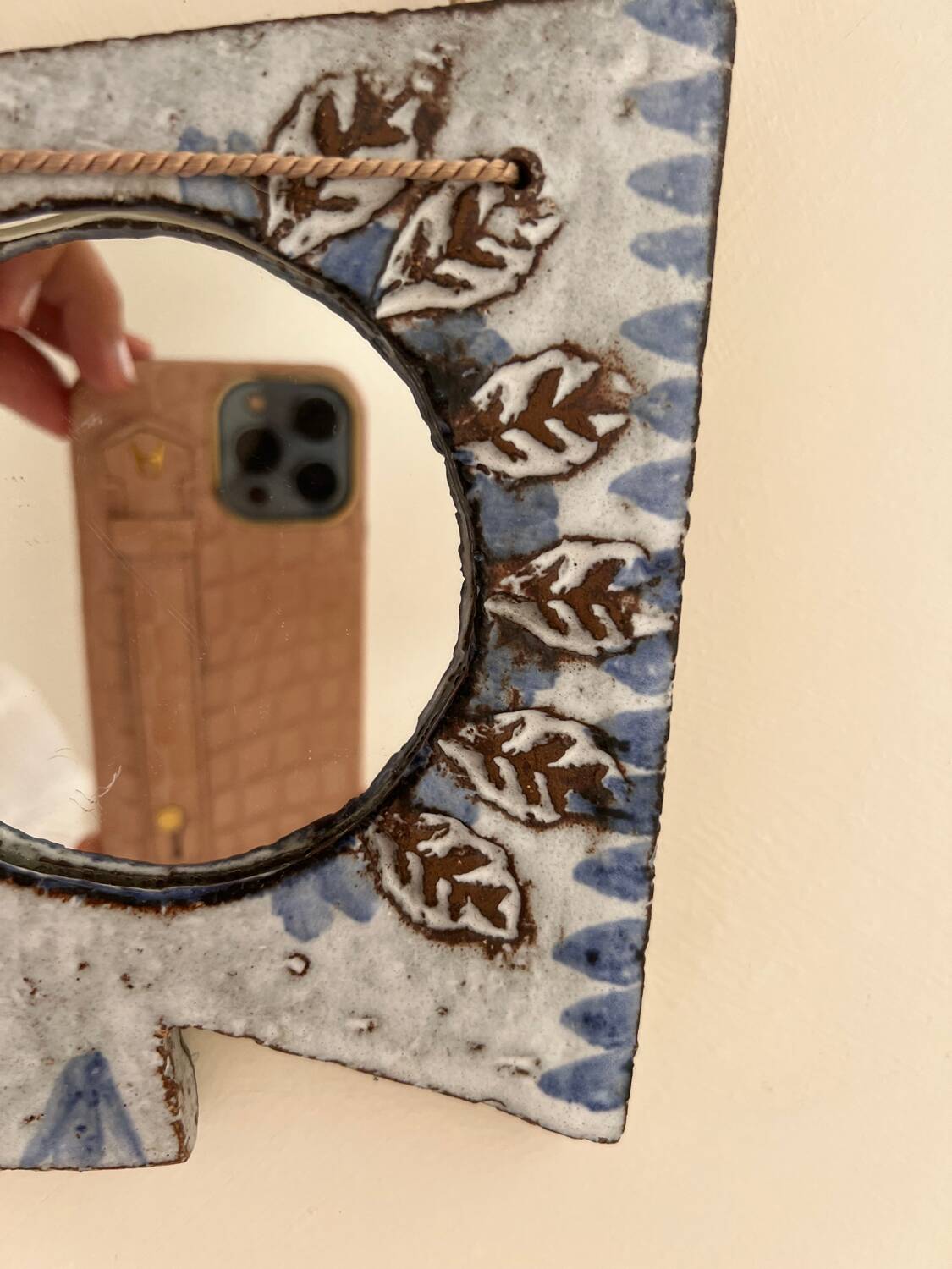 Vallauris earthenware bird mirror