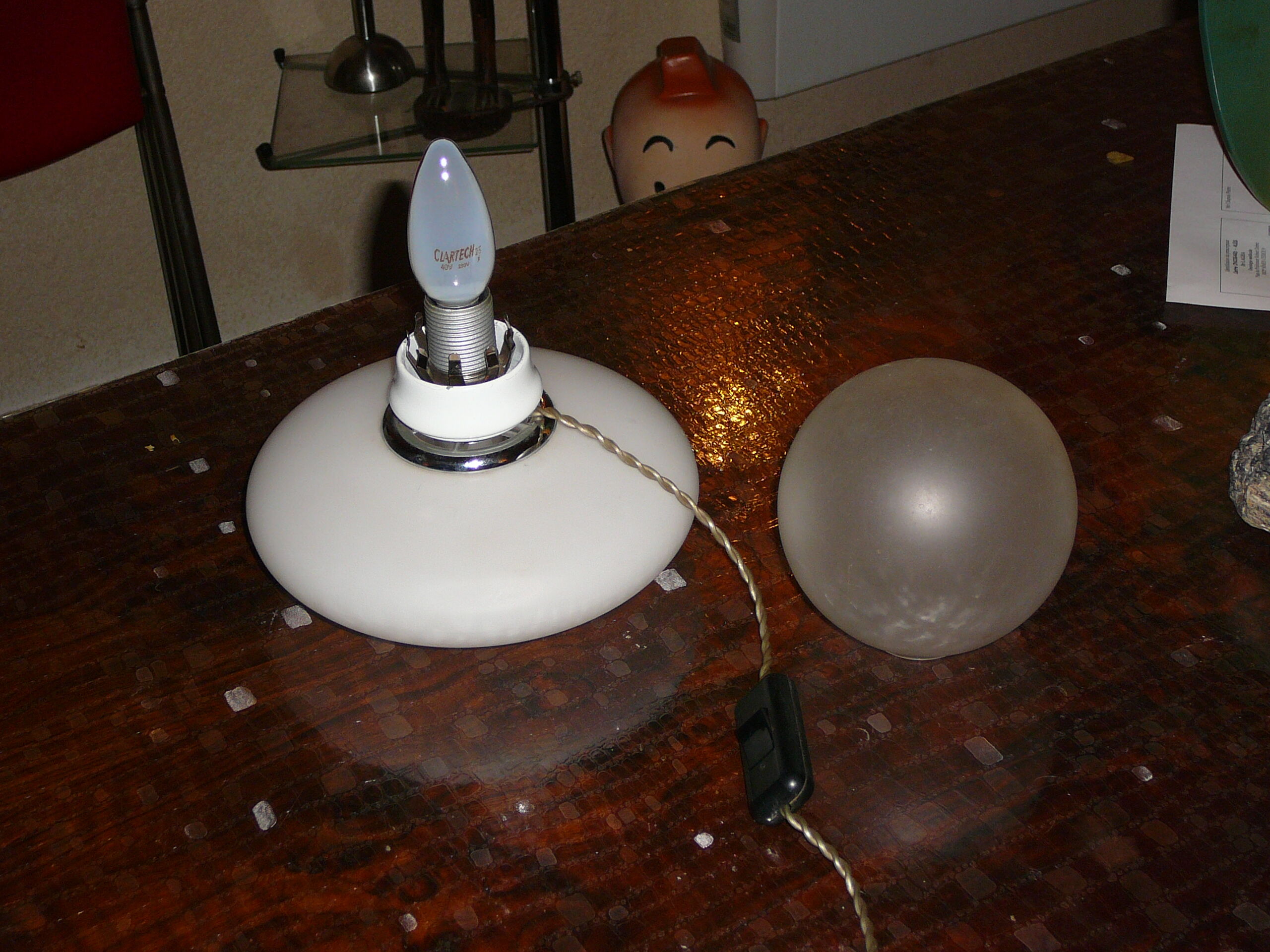 Opaline lamp and vintage glass