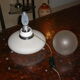 Opaline lamp and vintage glass