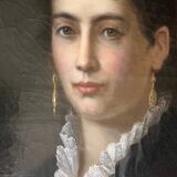 Tableau, huile sur toile "Portrait élégante aux bijoux", XIX° siècle signé C.F. Kaiser