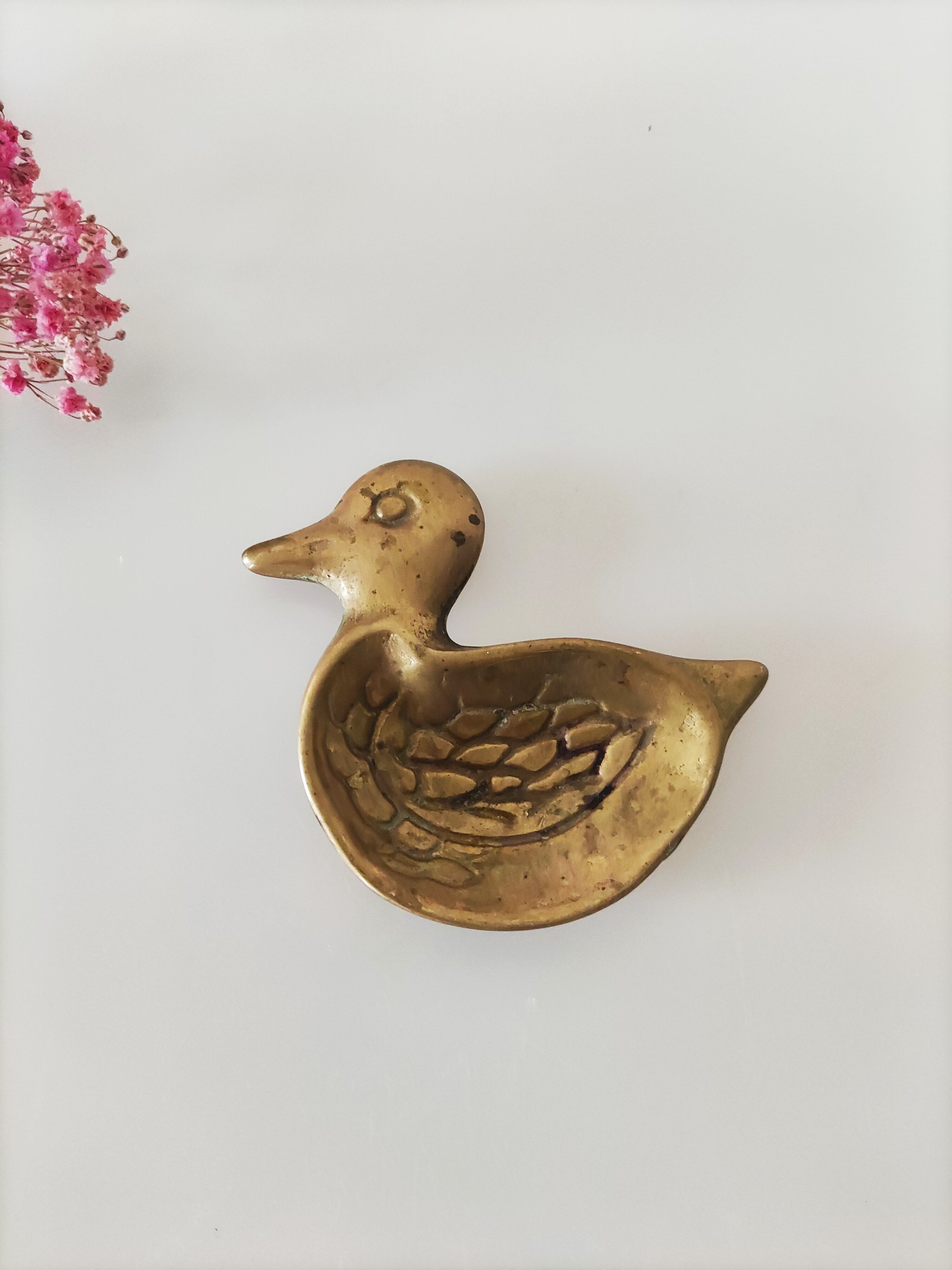 Golden brass ashtray duck