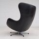 1970s, vintage danish swivel leather armchair, egg form, original condition