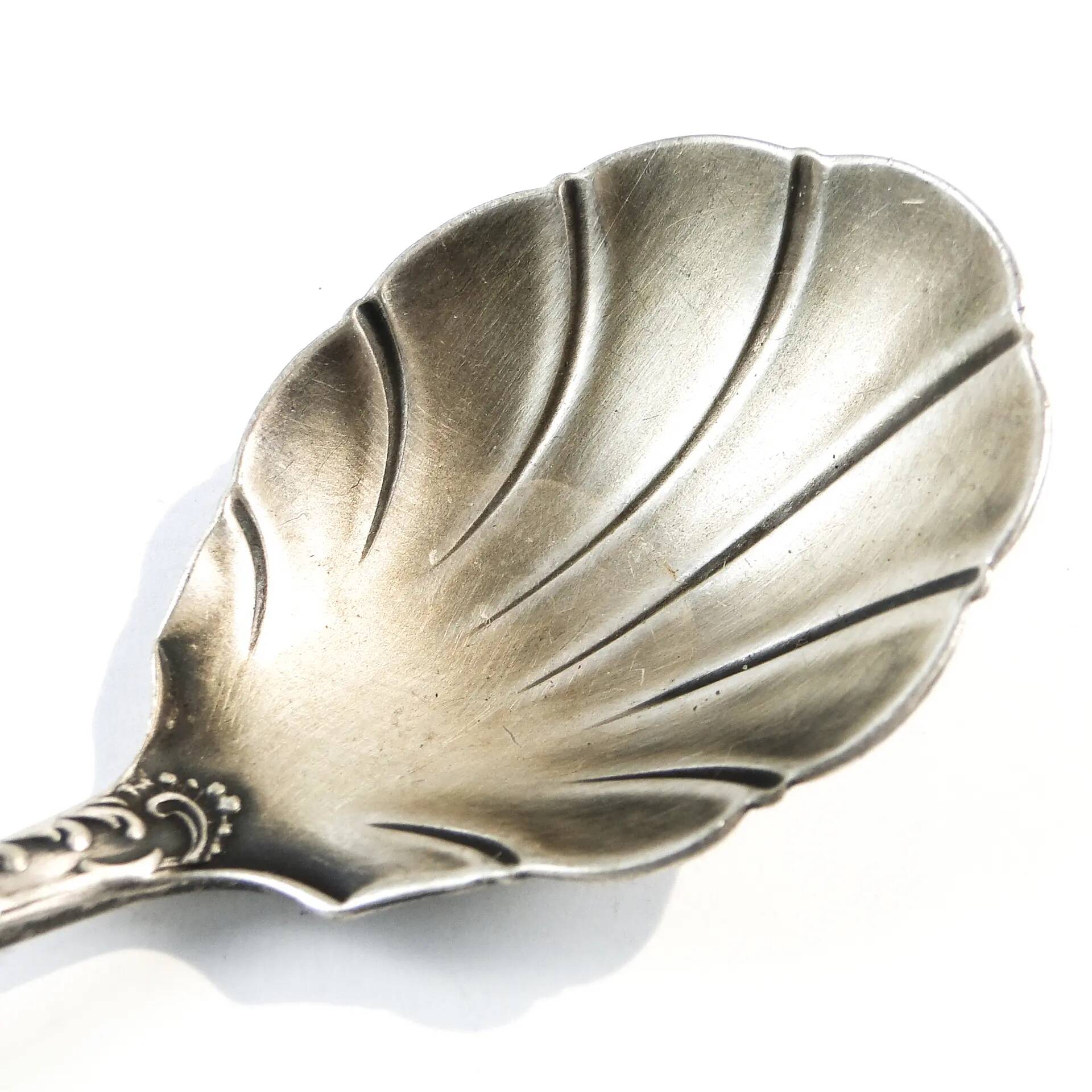Art Deco sugar spoon, silver-plated brass, Poland, 1930s