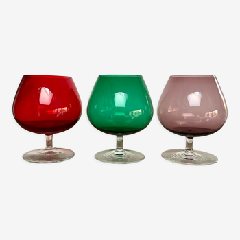 3 verres à dégustation couleurs vintage