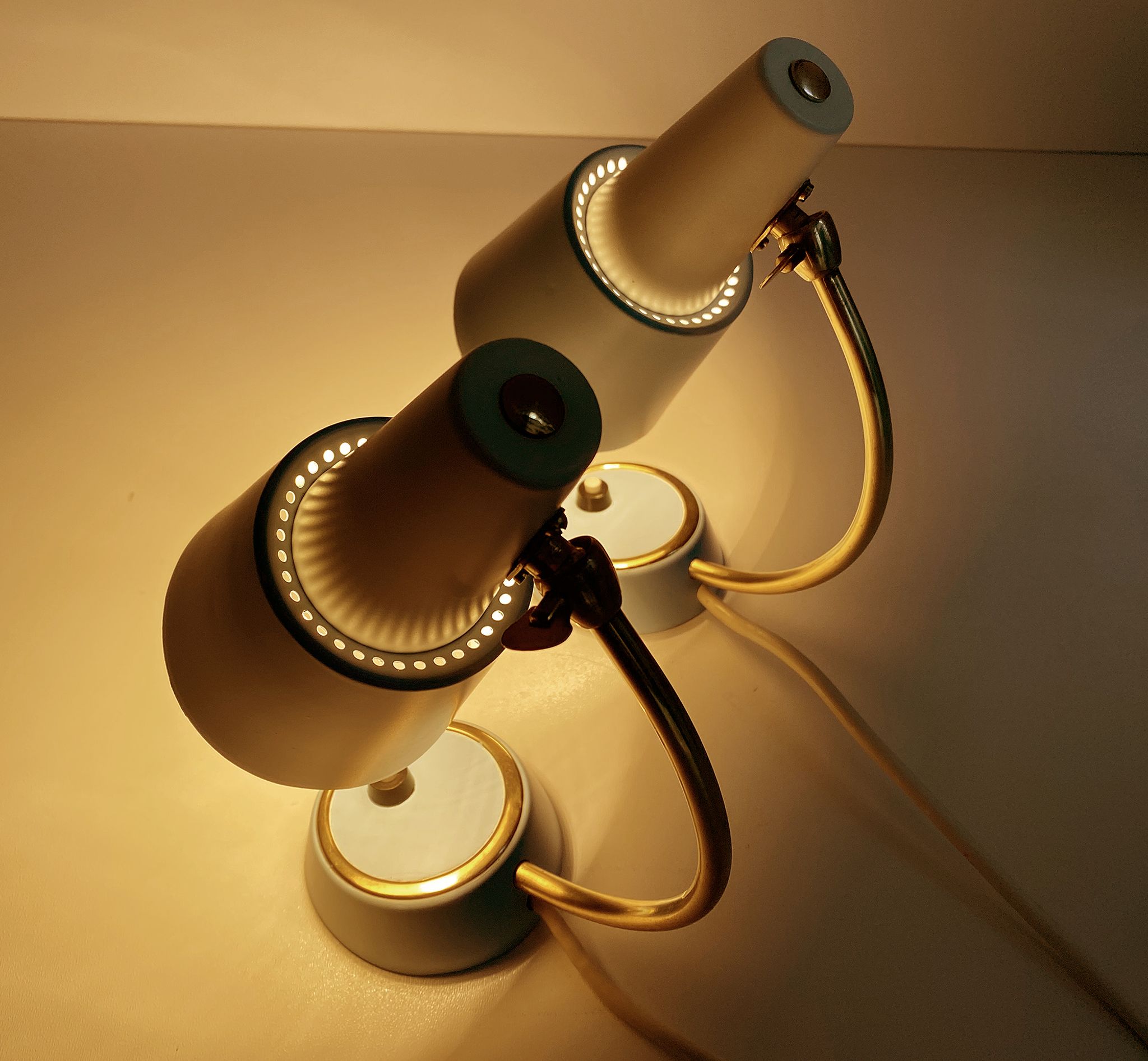 Pair of vintage table or bedside lamps, brass, 50s 60s