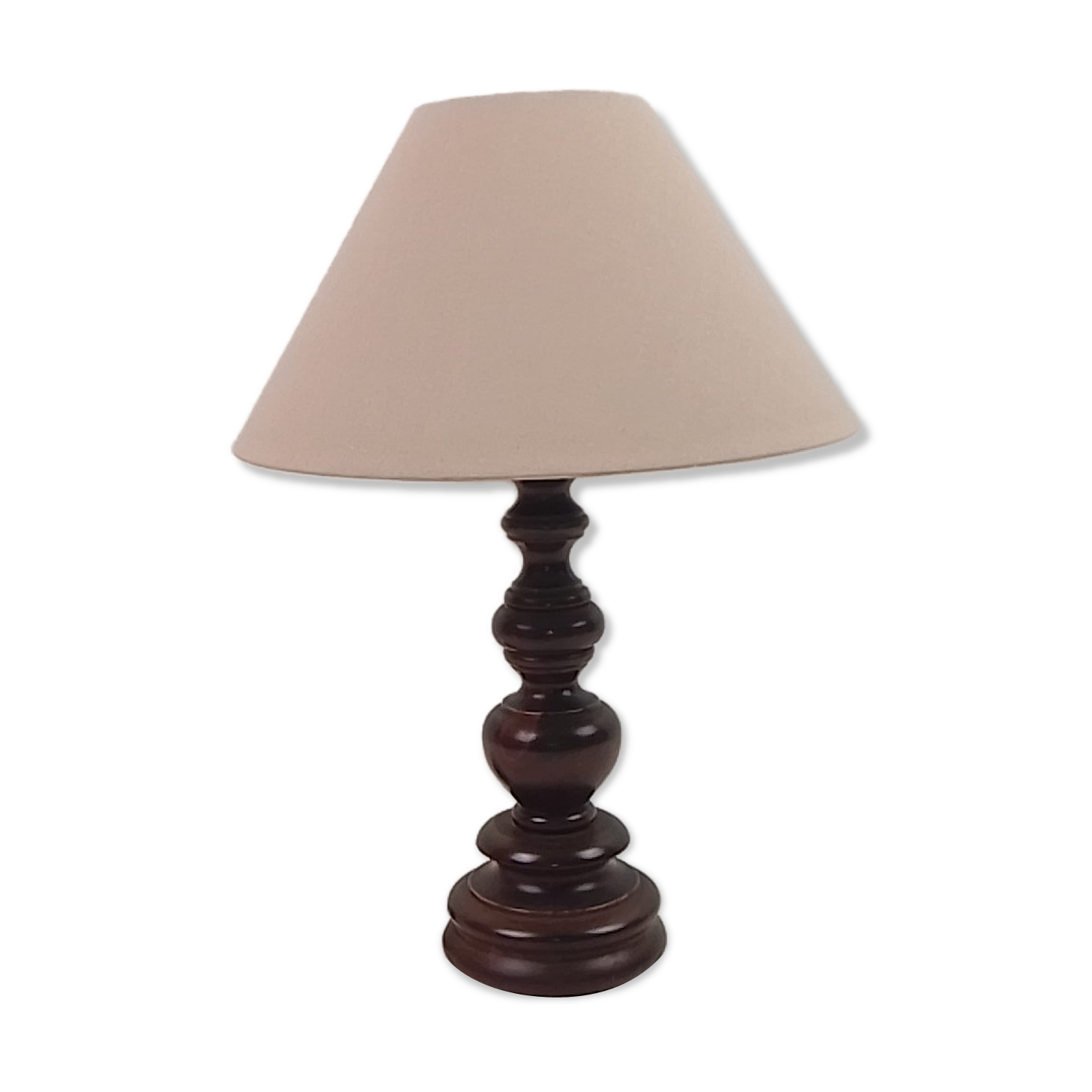 Rustic foot lamp and grey lampshade