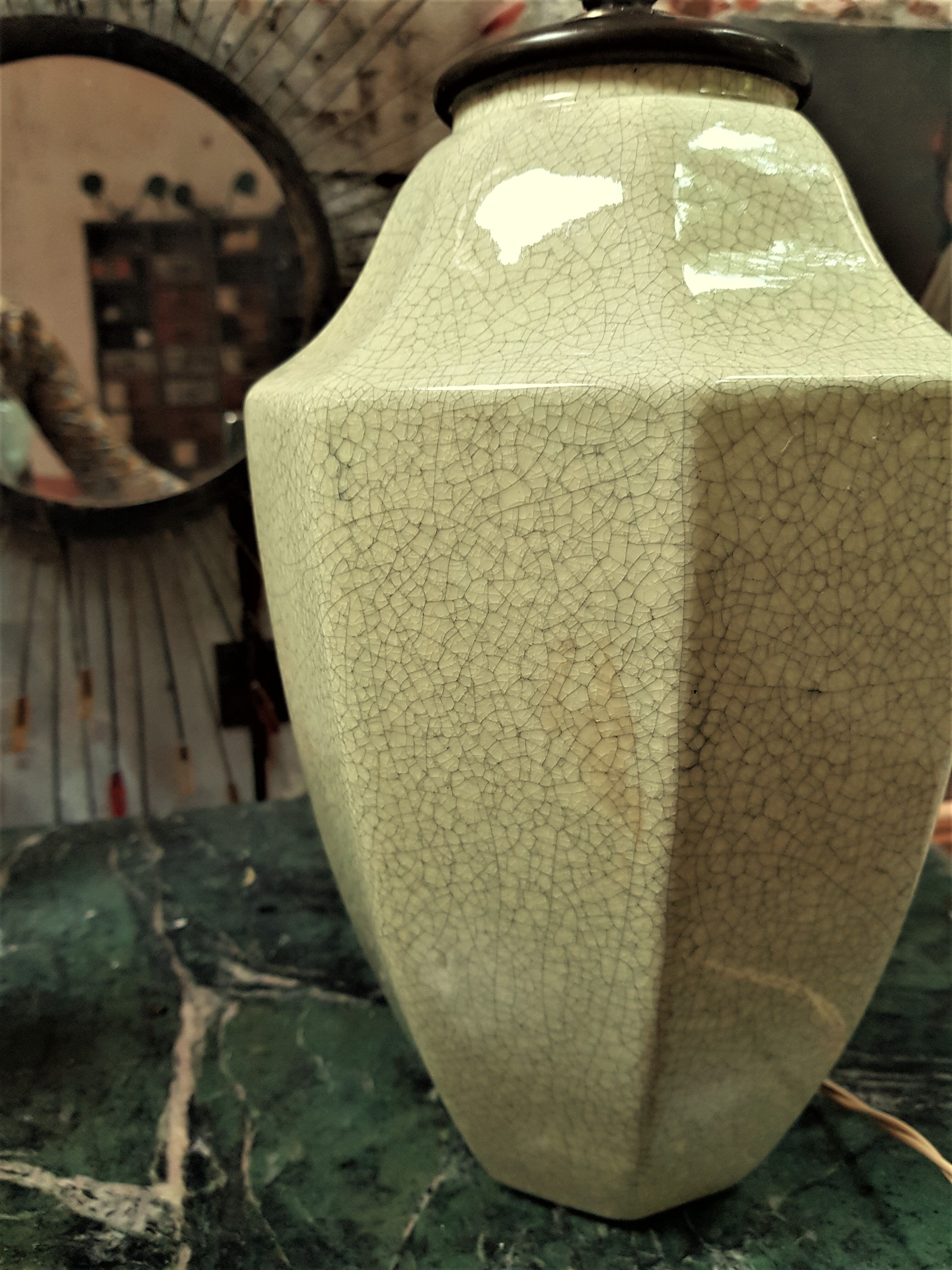 Lamp La Louvière Boch Frères faience cracked