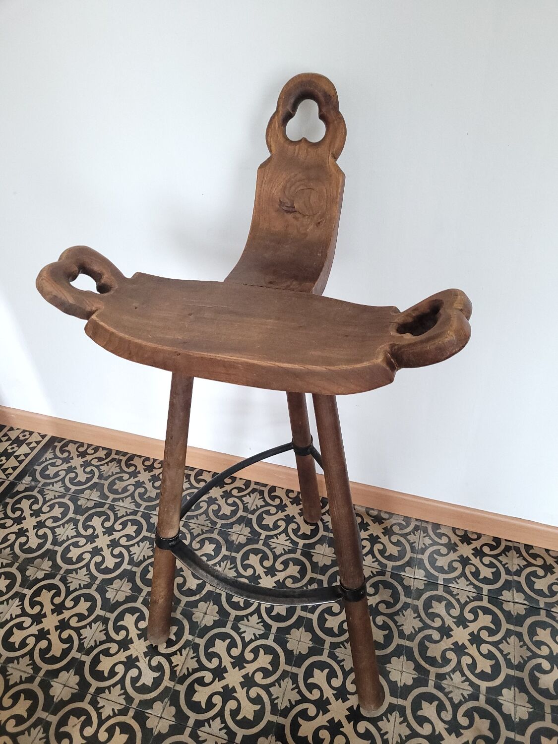 2 vintage brutalist bar stools design Marbella 1970s Spain