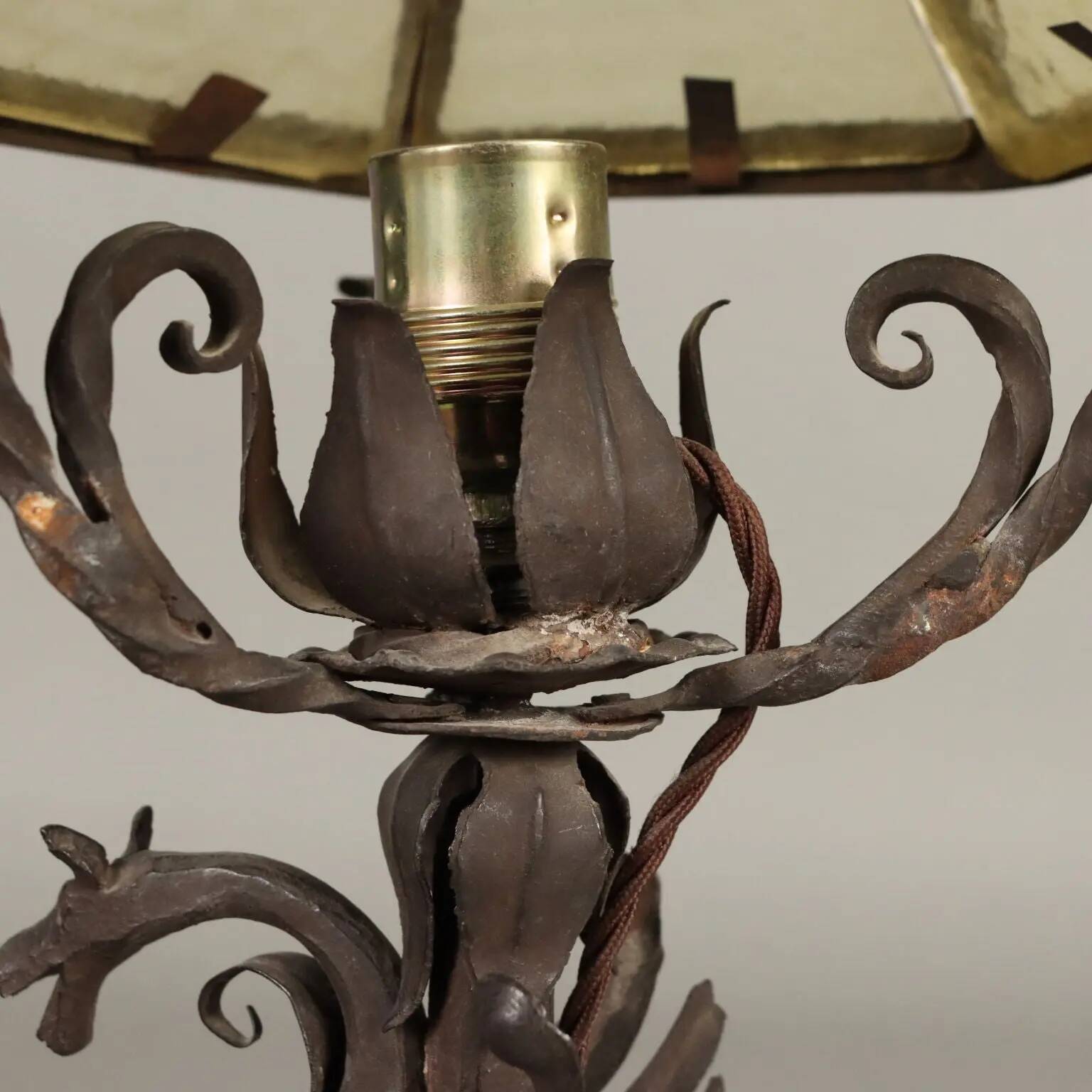 Antique table lamp in Neo-Renaissance style, iron, 20th century