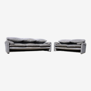 Set of 2 Maralunga sofas by Vico Magistretti for Cassina