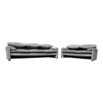 Set of 2 Maralunga sofas by Vico Magistretti for Cassina