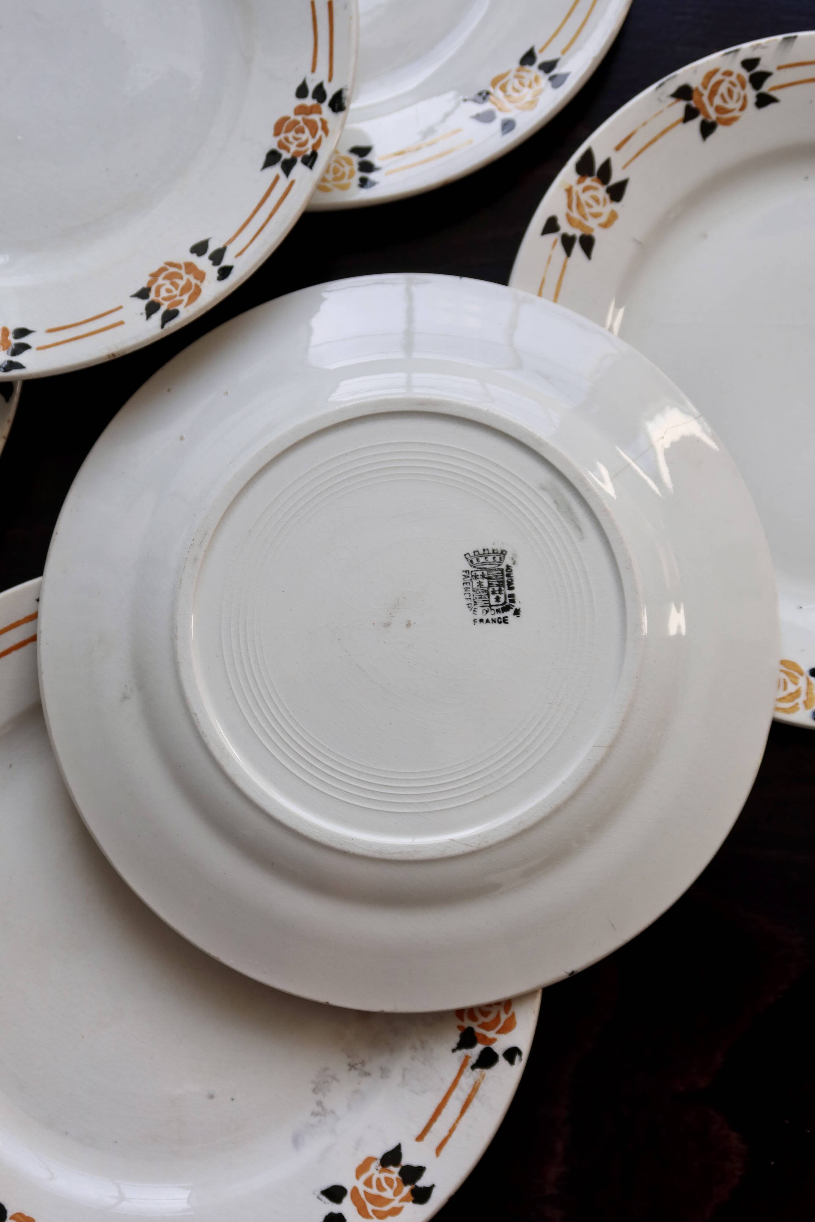 6 vintage dessert plates – Onnaing earthenware