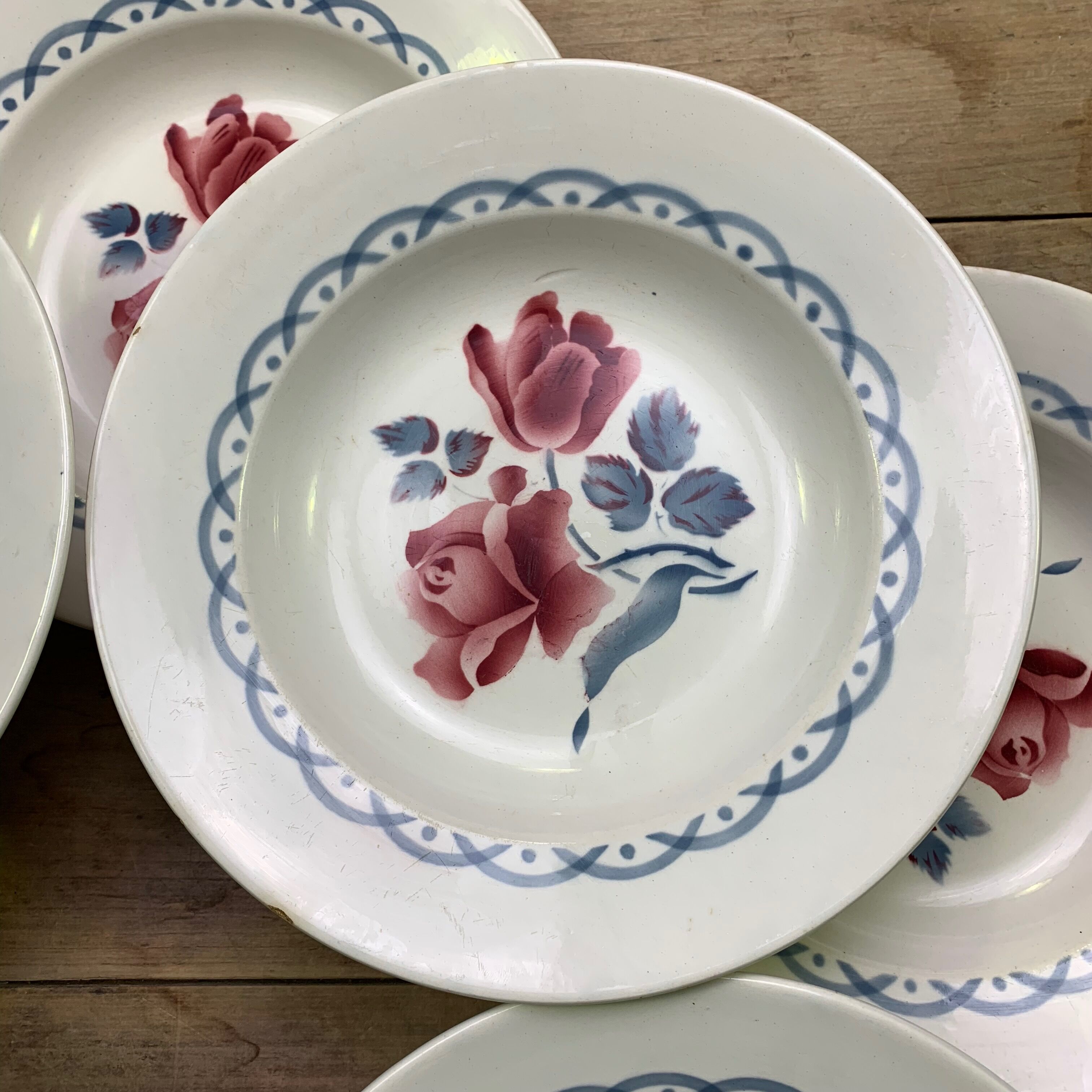 Lot de 10 assiettes creuses Digoin modèle Cannes