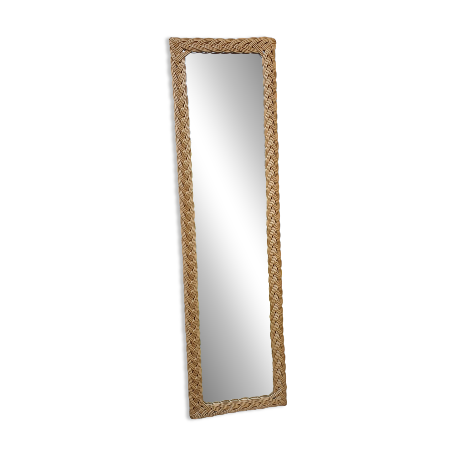 Large woven wicker mirror
