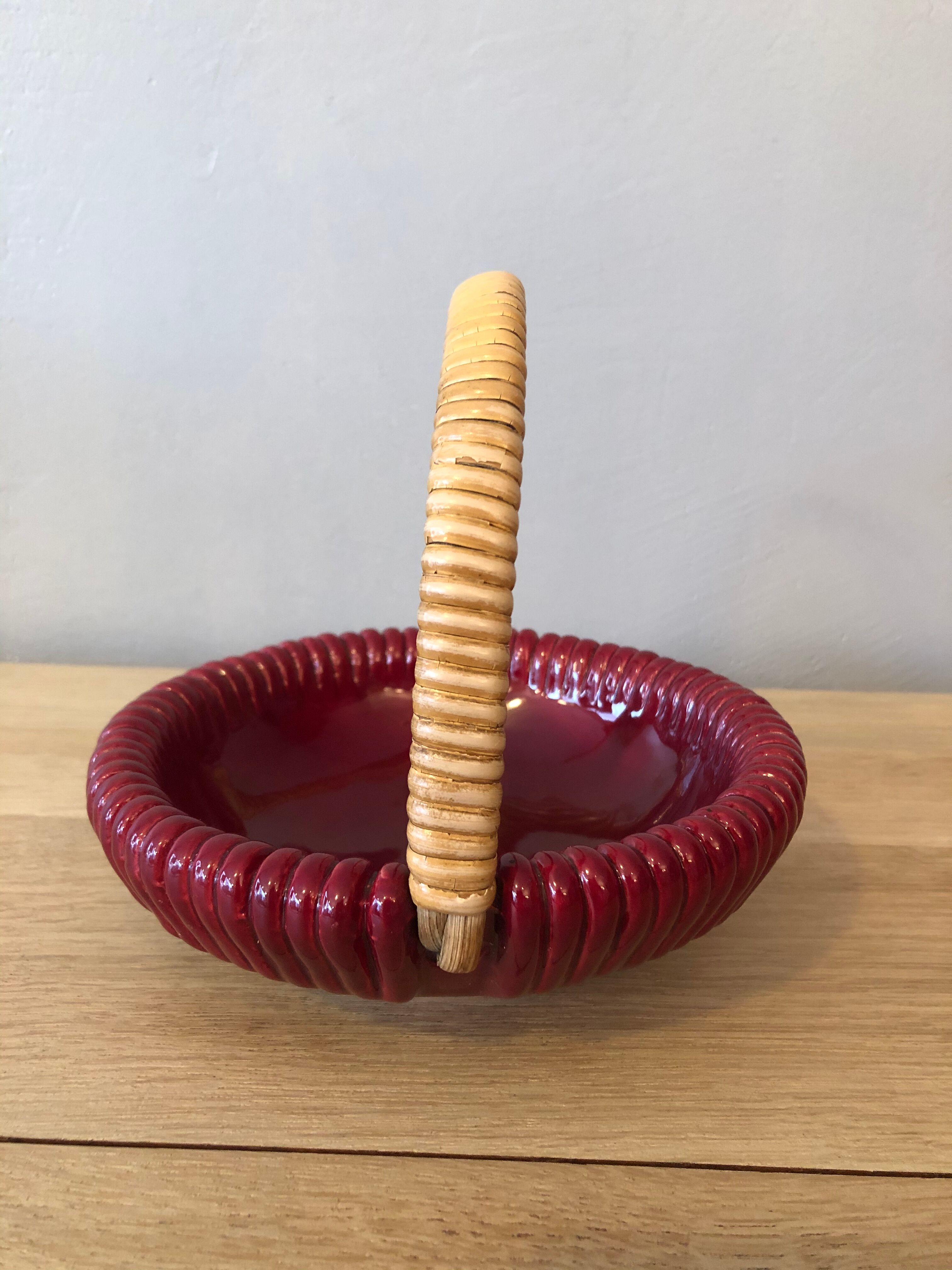 Ceramic and rattan basket