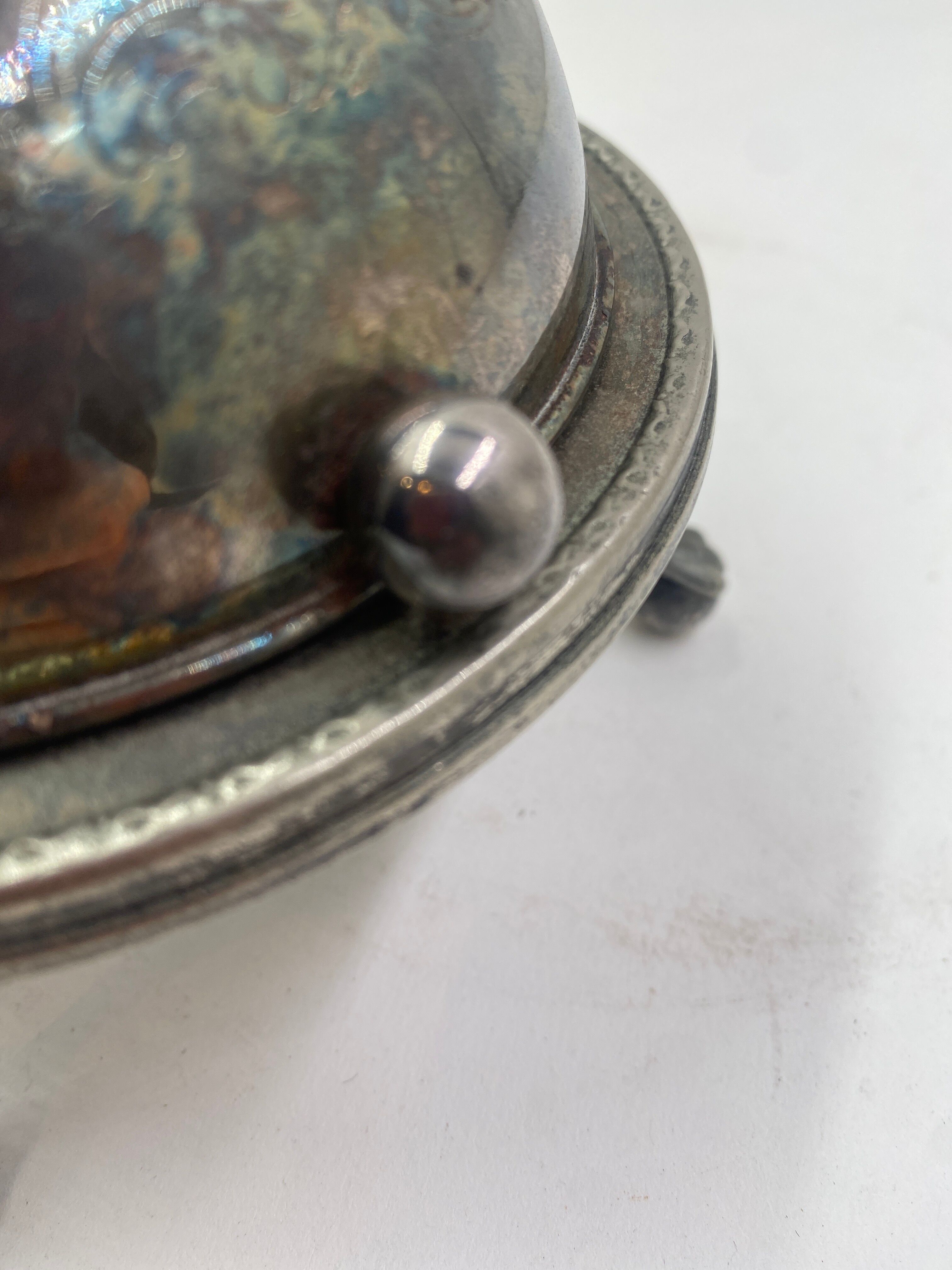 Silver metal butter dish