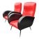 Paire de fauteuils en skaï rouge et noir