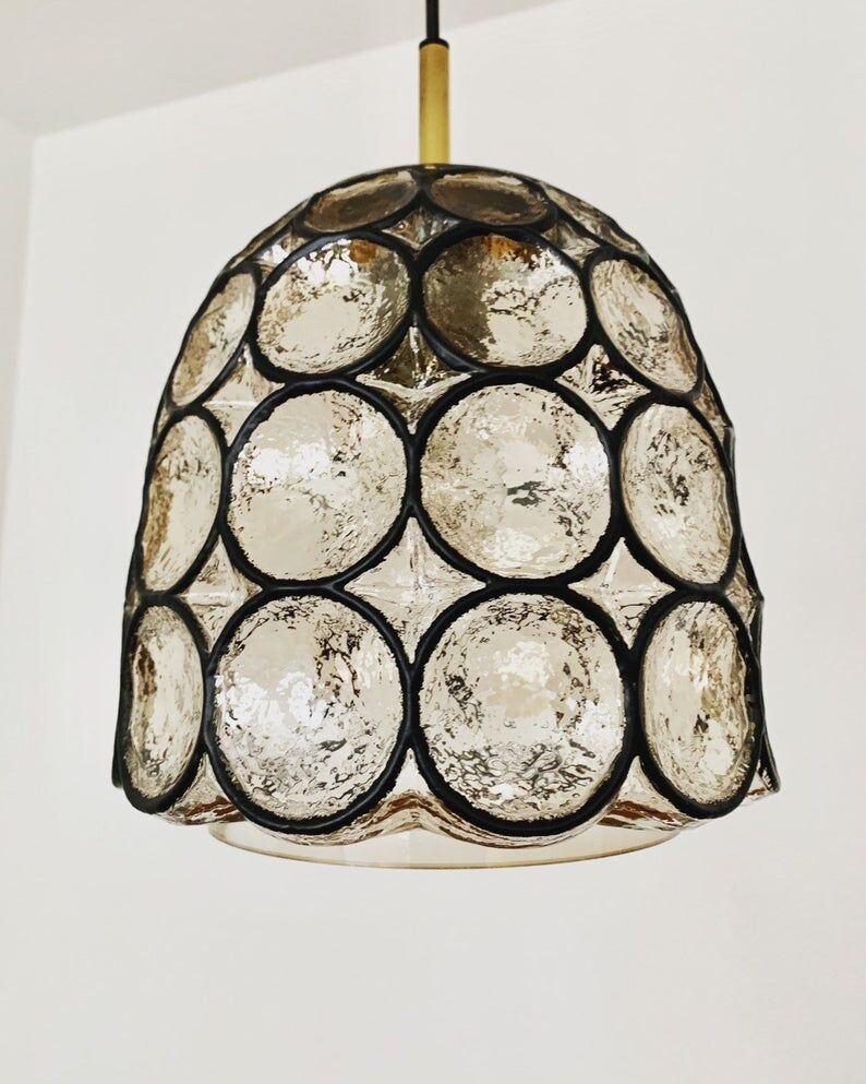 Mid Century Modern iron ring design pendant lamp by Glashütte Limburg