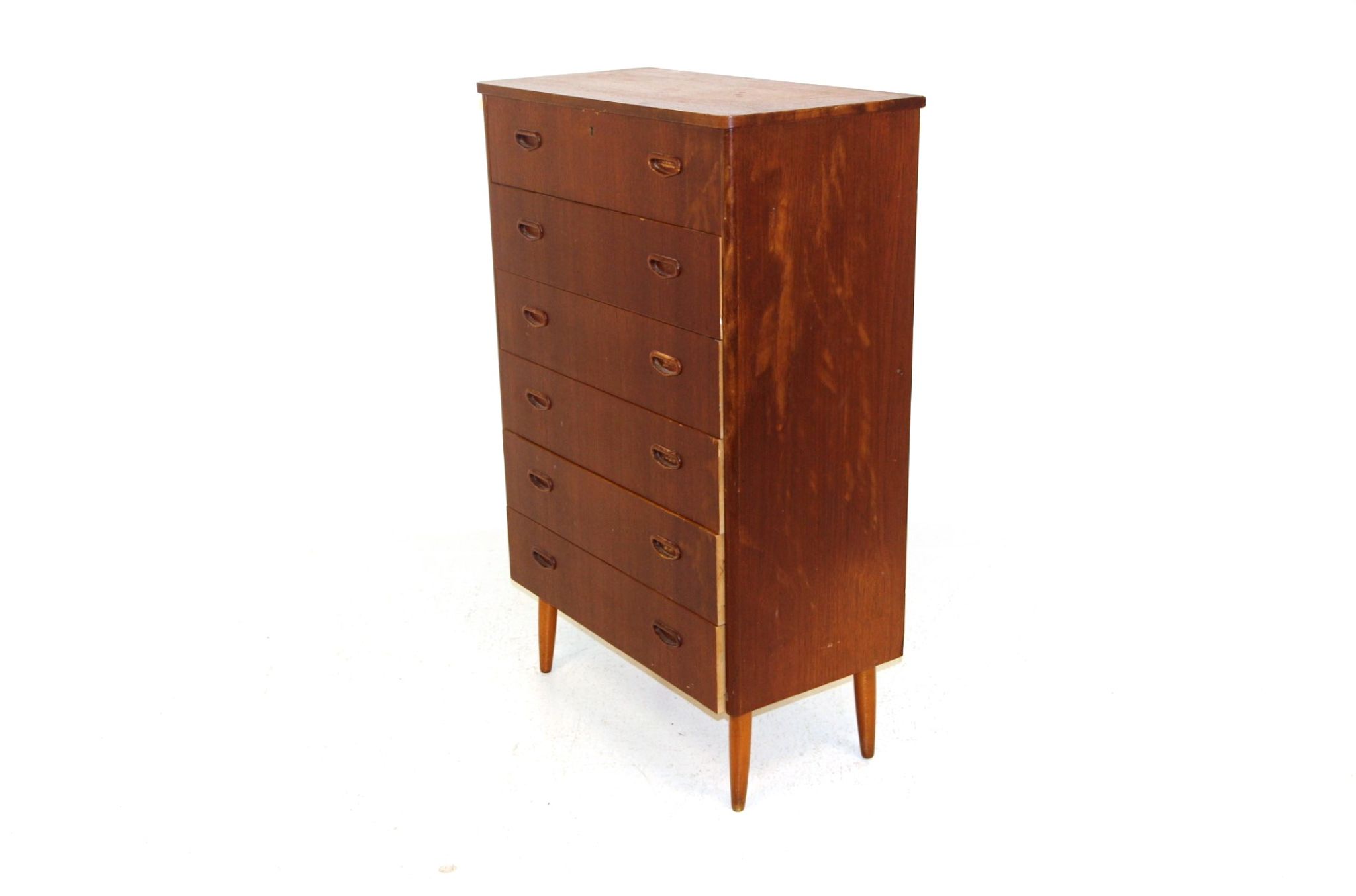 Commode-chiffonnier "Tallboy" en teck, Suède, 1950