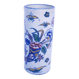 Vase tube with floral pattern manufacture of Gien a 19