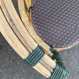 Pair of bistro chairs in bamboo and two-tone weaving