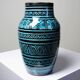 Small Safi vase, Moroccan vintage turquoise handcrafted pottery
