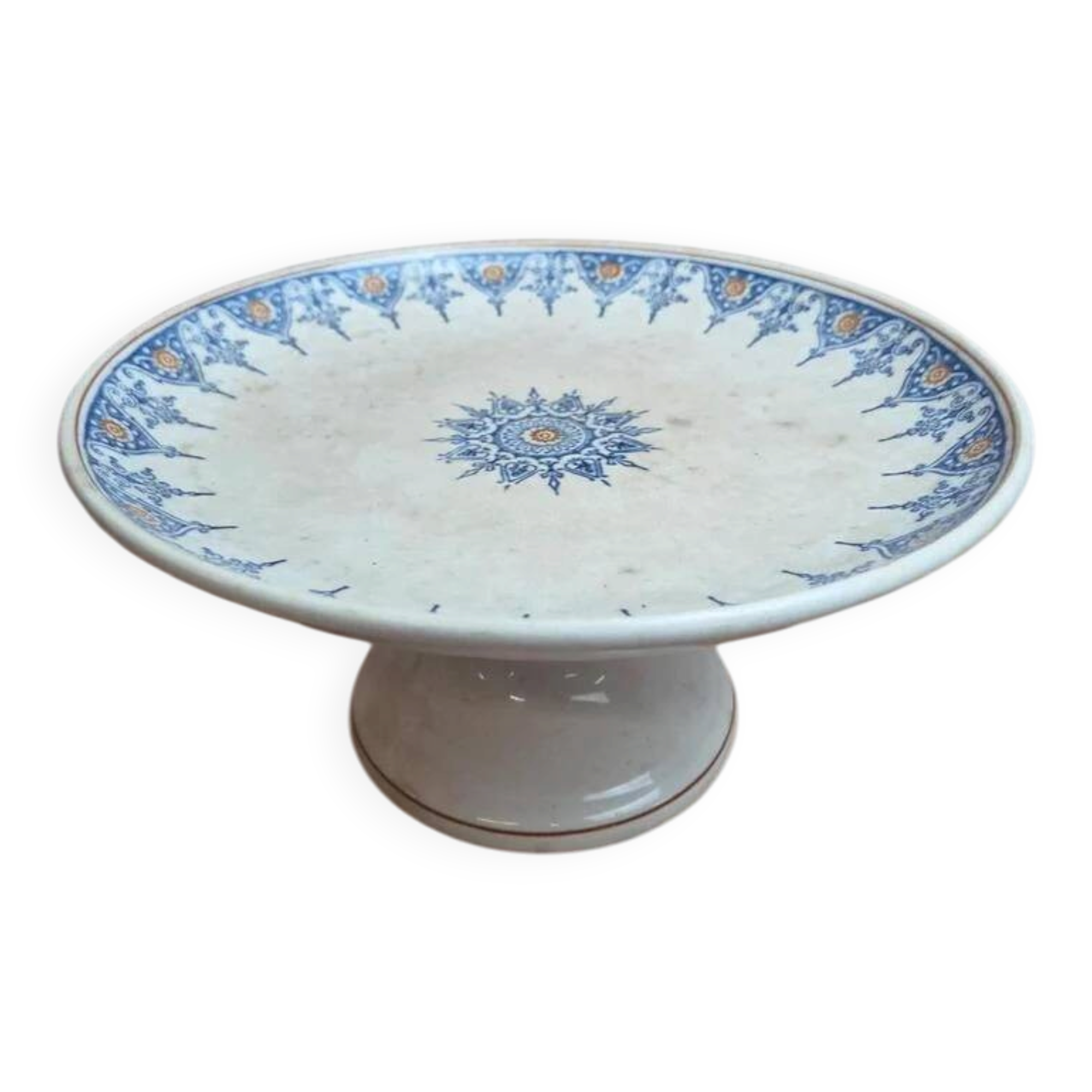 Ironstone compote Saint-Amand model 6014 – blue and gold oriental decoration