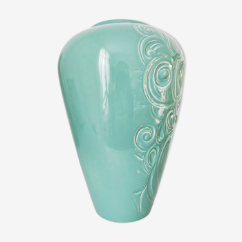 Vase Secla turquoise Portuguese ceramic