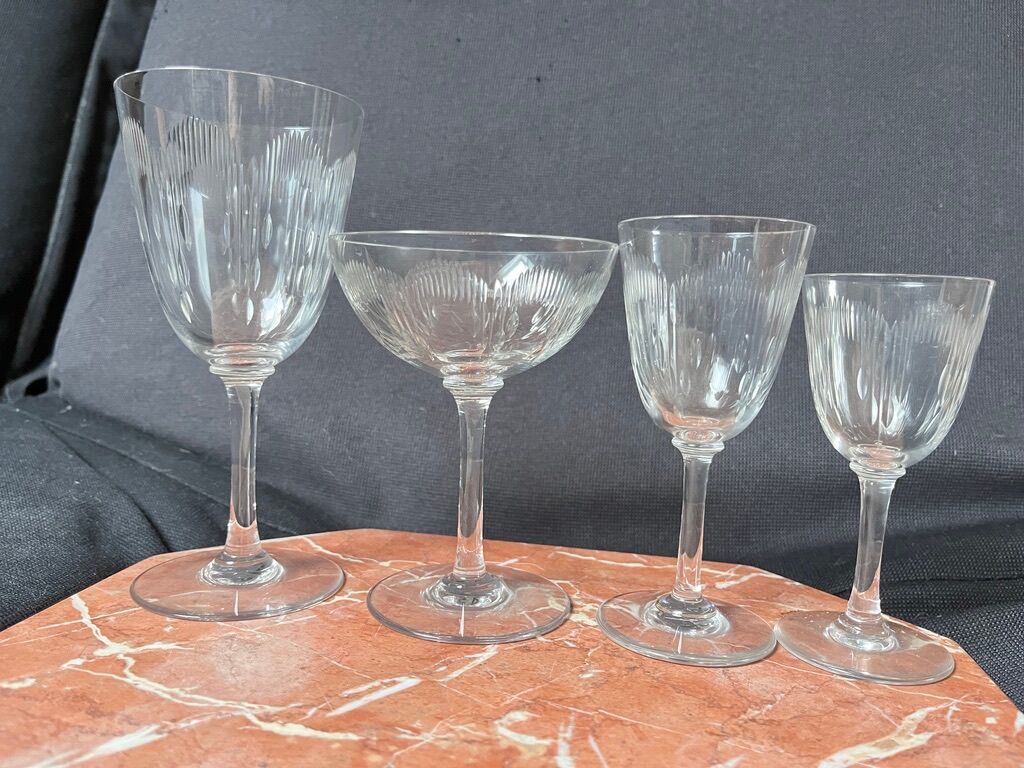 Baccarat Old Crystal Glasses Service Moliere (20pcs) 1916
