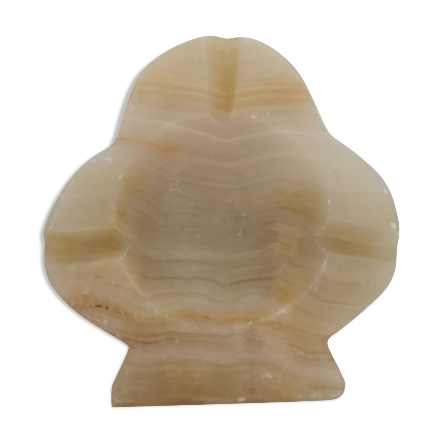 Cendrier sculpté en onyx aux tons blancs et dorés vintage