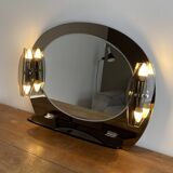 Miroir Veca 2 appliques et tablette, Italie 1970