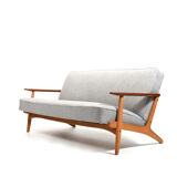 1950s danish 3-seater sofa in solid oak and teak