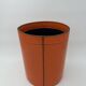 Orange Leather Waste Paper Basket in the Style of a Saddler, in the Taste of Hermès, Ann