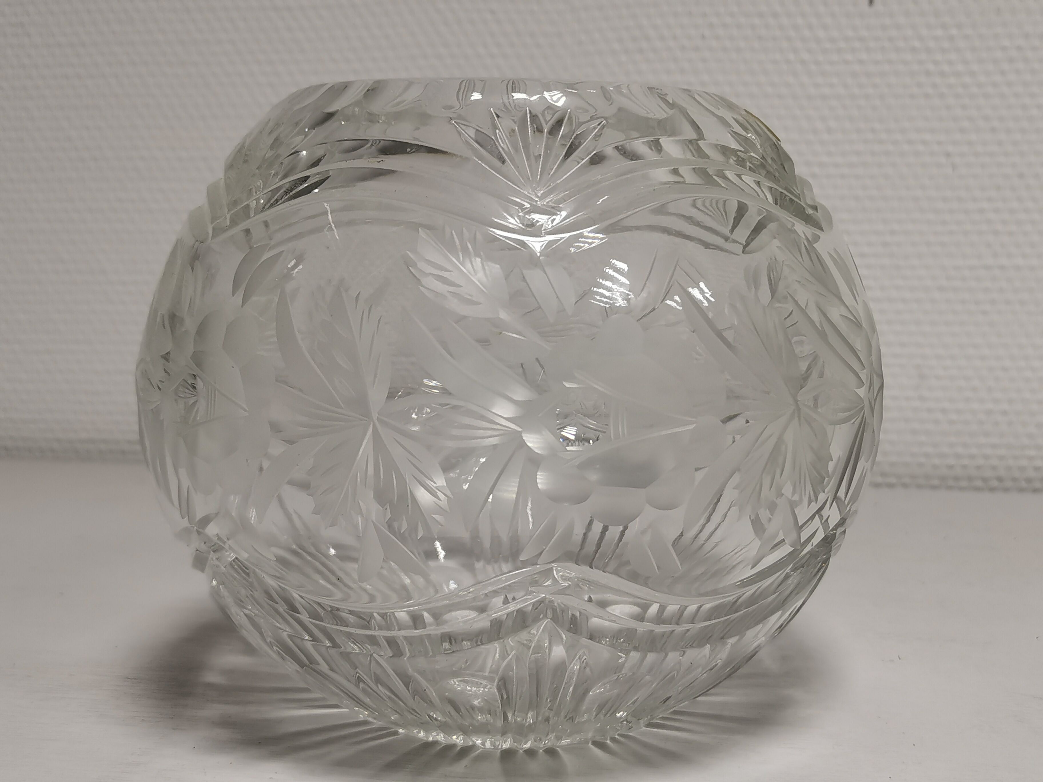 Vintage Ball Vase in Cut Crystal Violetta , Poland