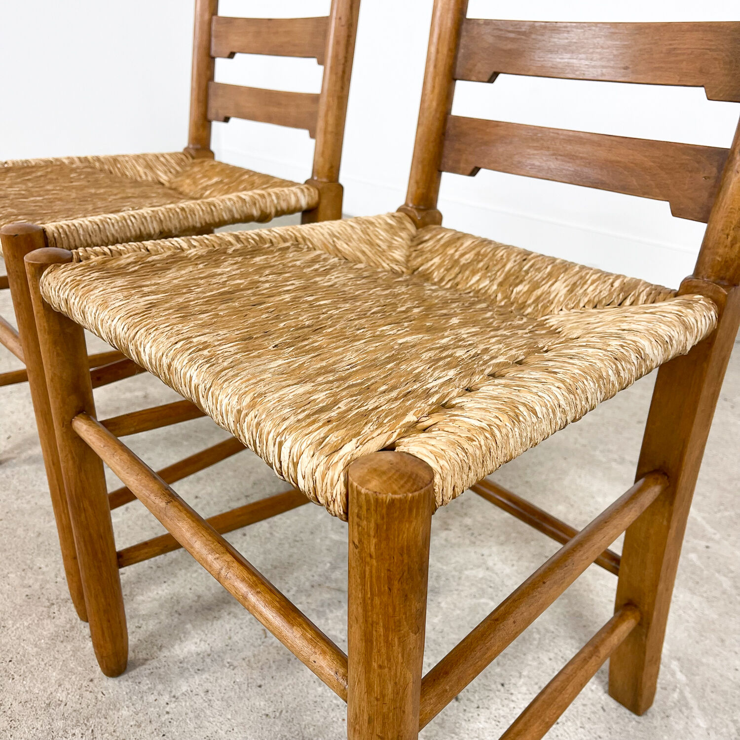 Set of two vintage Farmhouse chairs with cane seating