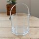 Vintage glass ice bucket with chrome handle.