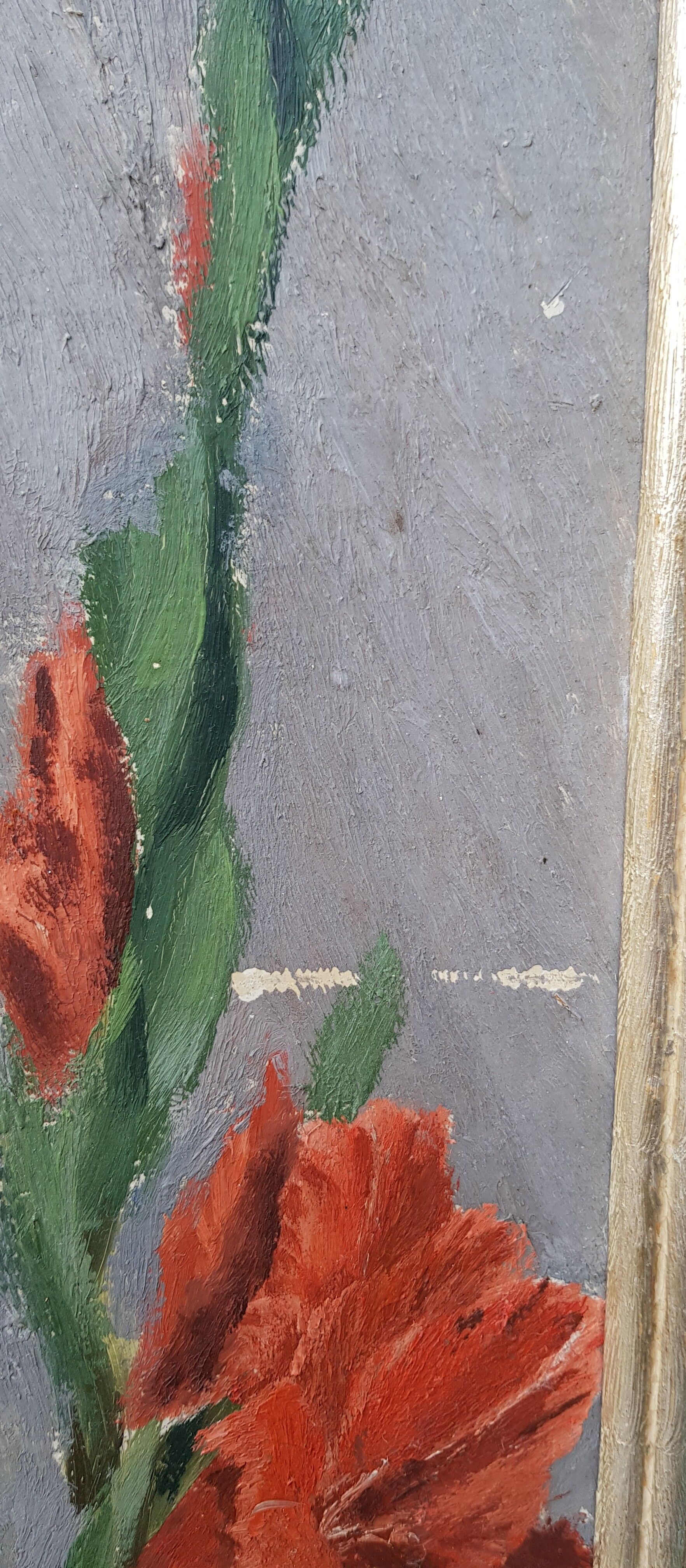 Painting on wood: gladiolus