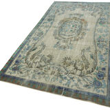 Handmade contemporary oriental 1970s 161 cm x 291 cm blue carpet
